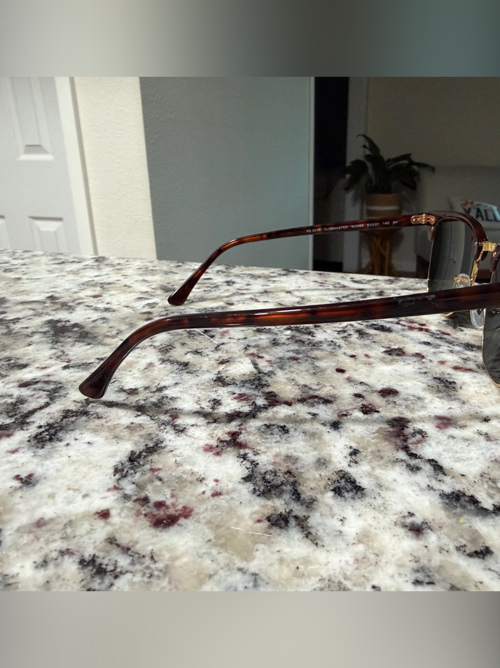 Ray-Ban Tortoise & Gold Clubmaster Sunglasses with Dark Green Lenses - Picture 6 of 8